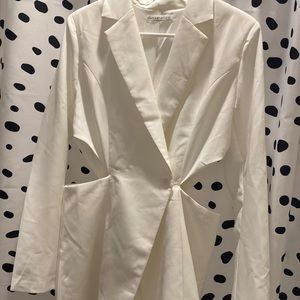 White cut out blazer dress